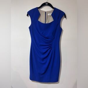 Calvin Klein Blue Ruched Sheath Mini Dress